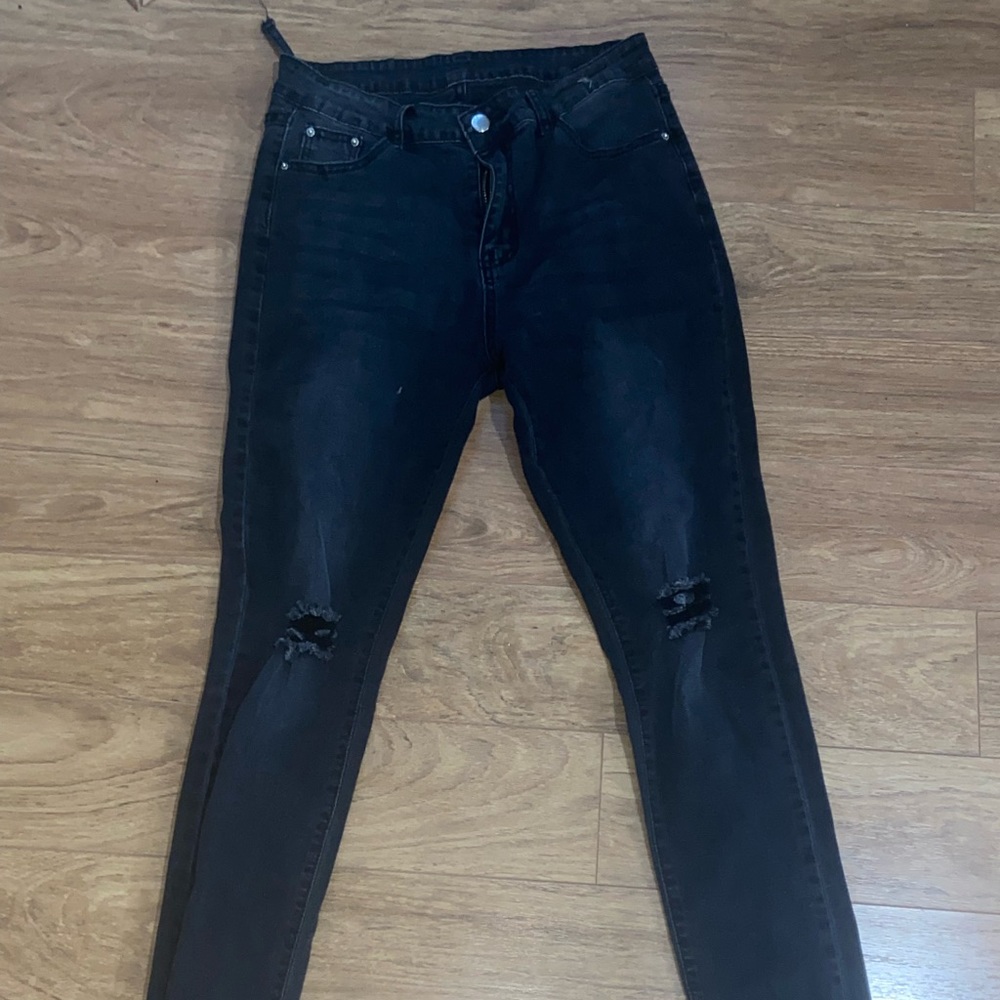 Distressed black jeans